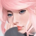 99px.ru аватар Задумчивая девушка с розовыми волосами, by Jane Nane