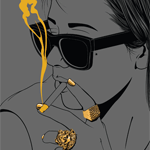 99px.ru аватар Девушка в очках и в золотых украшениях курит сигарету, автор Gerrel Saunders