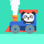 99px.ru аватар Панда на поезде едет на зеленом фоне, by KellerAC