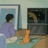 99px.ru аватар Мальчик и кошка сидят перед экраном, играя в игру
