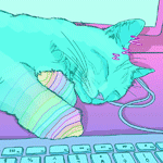 99px.ru аватар Кошка спит на компьютерном столе, by PHAZED