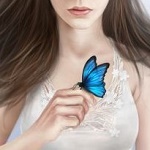 Аватар Девушка с голубой бабочкой на руке, by NImportant
