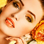 Аватар Очень нежное и красивое лицо девушки в терракотовых тонах, рядом цветок