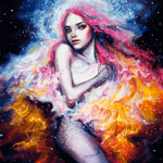 99px.ru аватар Девушка с огнем на фоне звезд