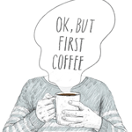 99px.ru аватар Рисунок мужчины с кружкой кофе (Ok, but first coffee / Окей, но сначала кофе)