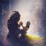 Аватар Бэлль и Адам из мультфильма Красавица и чудовище / Beauty and the Beast, кружатся в танце под снегопадом