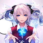 99px.ru аватар У девушки с развивающимися волосами, собранными в два хвостика, в руках горит ярко-голубой огонек