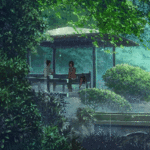 99px.ru аватар Такао и Юкино / Takao and Yukino из аниме Сад изящных слов / Koto no ha no niwa, укрываются в беседке парка от дождя