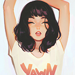 99px.ru аватар Девушка с закрытыми глазами подняла руки вверх, by Kuvshinov Ilya