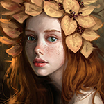 99px.ru аватар Девушка с венком из листьев на голове, by ayyasap