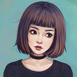 Аватар Девушка с короткими волосами в черной майке, by hiba tan