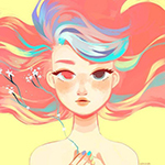 Аватар Девушка с разноцветными волосами, by Victoria Tsai