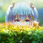 99px.ru аватар Вокалоид Хацунэ Мику / Vocaloid Hatsune Miku прячется за желтыми цветочками