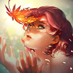 99px.ru аватар Девушка смотрит на осенний лист клена, by yuumei