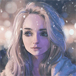Аватар Девушка с русыми волосами сидит под падающим снегом, by hiba tan