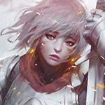 Аватар Девушка в доспехах с мечом в руках, by guweiz