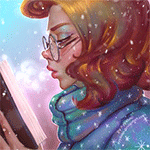 Аватар Девушка в очках читает книгу под снегопадом, by ayyasap