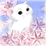 99px.ru аватар Белый котенок сидит в лилиях