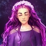 99px.ru аватар Девушка с длинными фиолетовыми волосами в венке, by Lapis-Razuri