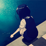 99px.ru аватар Мэй Мисаки / Mei Misaki из аниме Иная / Another, сидит на ступеньке у воды