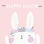 Аватар Белый кролик с венком на голове (Happy Easter / Счастливой пасхи)