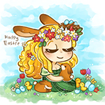 99px.ru аватар Девушка сидит на поляне держа в руках кролика (Happy Easter / Счастливой пасхи), автор Bianca Barreto