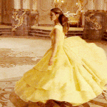 99px.ru аватар Эмма Уотсон / Emma Watson в роли Белль / Belle из фильма Красавица и Чудовище / Beauty and the Beast кружится в желтом платье