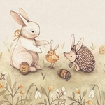Аватар Кролик, птичка и еж на Пасху, illustration by Nina Stajner