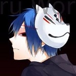 Аватар Kitsune Kaito / Vocaloid / Вокалоид Кайто с маской кицунэ на затылке