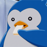 Аватар Пингвин кушает бисквит, кадр из аниме Пингвиний барабан / Mawaru Penguindrum