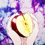 99px.ru аватар Половинка яблока в руках, кадр из аниме Пингвиний барабан / Mawaru Penguindrum