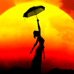 99px.ru аватар Девушка с зонтиком на фоне заката