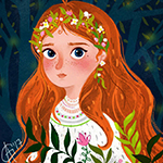99px.ru аватар Девочка с рыжими волосами с венком из цветов, by Anna Gagirina