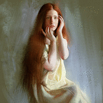 99px.ru аватар Рыжеволосая девушка держит руки у лица, by Bella Bergolts