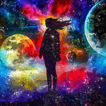 99px.ru аватар Девушка стоит на фоне планет