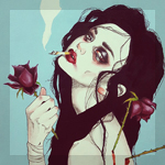 Аватар Девушка с розой курит, by Harumi Hironaka