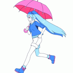 Аватар Vocaloid Hatsune Miku / Вокалоид Хатсуне Мику с зонтом в руке на белом фоне, by Grimay