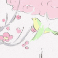 99px.ru аватар Птичка слетает с цветущей ветки. Аниме:Наши соседи Ямада