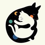 Аватар Черная собака обнимает белого кота