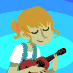 99px.ru аватар Рыжеволосая девушка играет на гитаре на фоне летающих бабочек, by DaveDonut