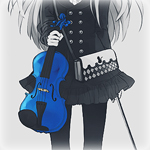 99px.ru аватар Девушка с сумочкой держит в руках скрипку и смычок