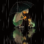 99px.ru аватар Мальчик с зонтом сидит перед котенком под дождем