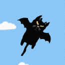 99px.ru аватар Летящий в голубом небе черный кот-бэтмен