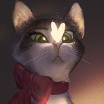 99px.ru аватар Зеленоглазый кот с сердечком на носу, by yangchao yu