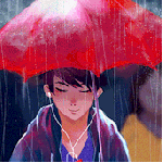 Аватар Девочка с красным зонтом под дождем