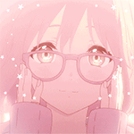 99px.ru аватар Мирай Курияма / Mirai Kuriyama из аниме По ту сторону границы / Kyoukai no Kanata поправляет очки и мило улыбается в пастельных розовых тонах со звездочками
