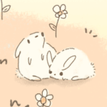 99px.ru аватар Два белых кролика на полянке с цветами