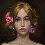 99px.ru аватар Девушка с розами в волосах, by Selenada