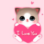 99px.ru аватар Котенок держит в лапках сердечко (I Love You)