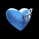 99px.ru аватар Голубое железное сердце с ключиком на черном фоне